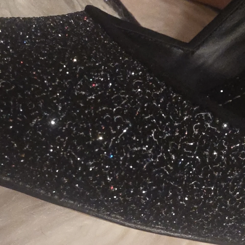 Jean-Michel Cazabat Black Glitter Pointed-Toe Stiletto Heels 4 Inches Heel 38.5
